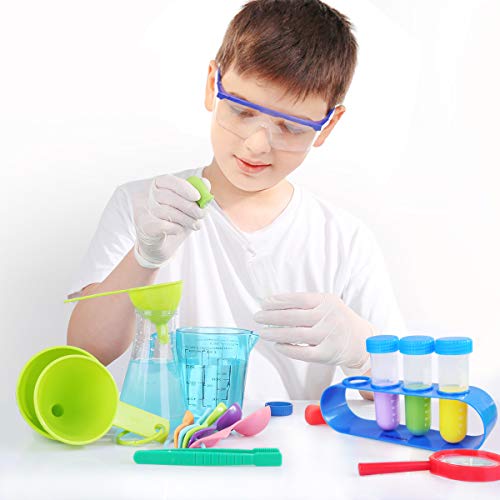 UNGLINGA Laboratorio de Quimica Kit Ciencias Niños con Bata de Laboratorio Juguetes Kit de Experimentos Científicos Disfraces y Juguetes de rol de Regalo Educativos con para Niños Niñas de 5-11 años