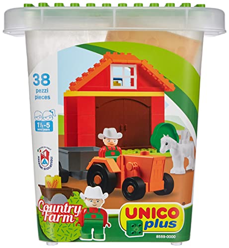 Unico Unico-8559-0000 Androni-Cubo Granja con Tapa, Base de construcción, Multicolor Giocattoli 8559-0000