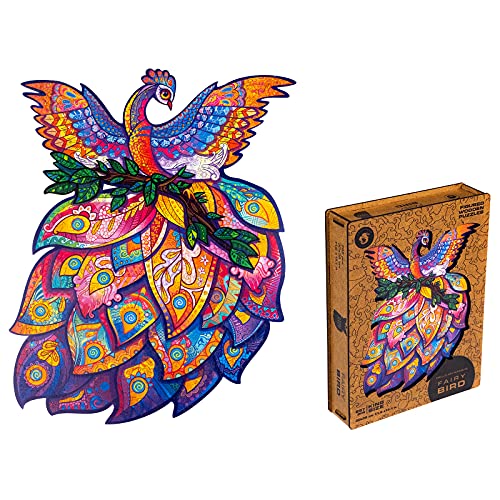 Unidragon Rompecabezas de madera, el mejor regalo para adultos y niños, piezas de forma única de pájaro de hada, 29,5 x 38,4 cm, 297 piezas, tamaño King