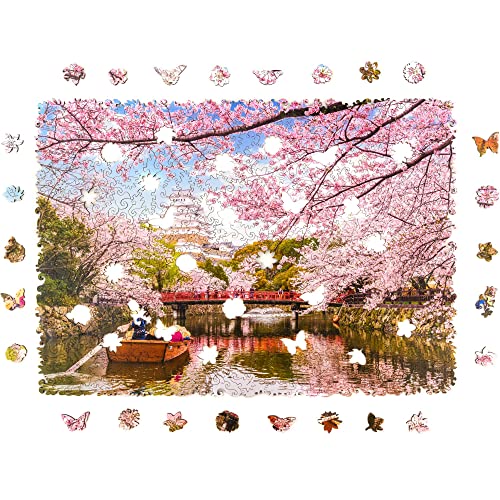 Unidragon Rompecabezas de madera, el mejor regalo para adultos y niños, piezas de forma única Nature Sakura, 42,9 x 30 cm, 500 piezas, tamaño King