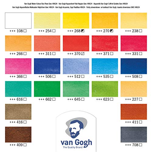 Van Gogh - Juego de acuarelas (24 colores, estuche de madera con pincel y paleta de mezclas)