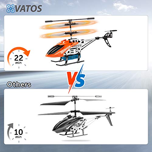 VATOS Helicóptero teledirigido – 22 minutos volando con luz LED – 2,4 GHz y 3,5 canales – Mini helicóptero para niños y adultos – Ideal como regalo