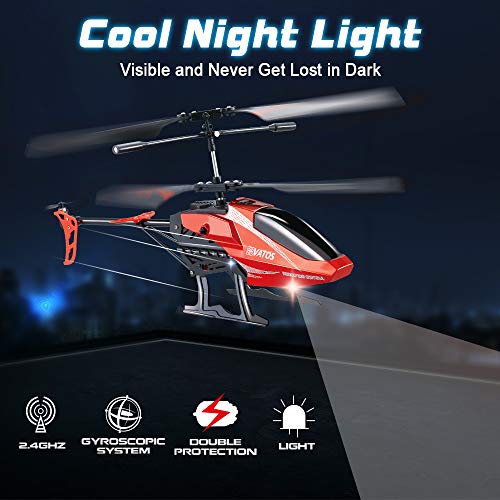 VATOS Helicóptero teledirigido para Interior, Juguete teledirigido, helicóptero teledirigido, Regalo para niños con baterías Gyro y LED Light 3.5 Channel Micro Alloy