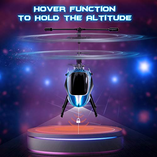 VATOS YD-927 Helicóptero teledirigido con Mando a Distancia para Interiores y Exteriores, 3 Canales, 2,4 GHz, luz LED, giroscopio, función de Flotador