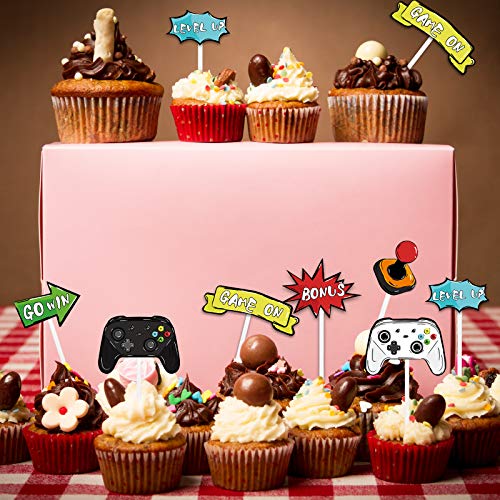 Videojuegos Adornos de cupcakes - 35 Piezas Suministros de Fiestas de Juegos para Niños Fiesta de Cumpleaños Cupcake Toppers Decoraciones de Pastel