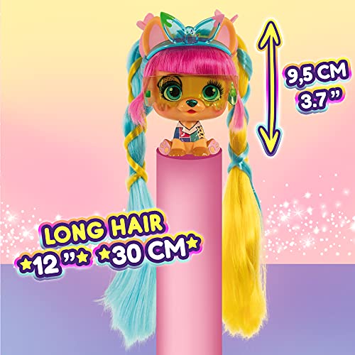 VIP PETS Color Boost S3 , Muñeca perrita Sorpresa coleccionable con Pelo largo para peinar (30cm) con Accesorios y tiza de pelo , Juguete regalo para niñas y niños +3 Años