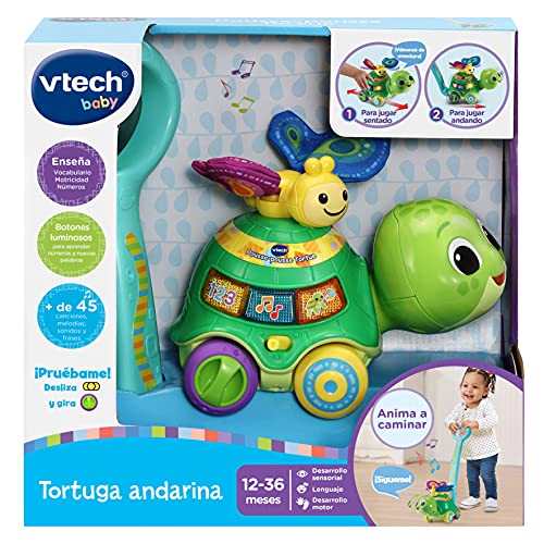 VTech Tortuga andarina, Juguete de Arrastre para bebés +12 Meses, Ayuda a Caminar-Versión ESP (3480-547622), Color
