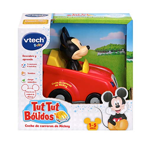 VTech - TutTutBólidos Disney, Coche de Carreras de Mickey, vehículo Interactivo con música, Voz y Efectos Luminosos, Sus Ruedas giratorias con Sensor activan Frases, melodías y Canciones (80-521522)