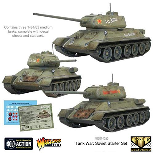 Wargames Delivered -Tablero de Juego con Tanques Miniaturas - Juego de Mesa de Estrategia de la Guerra Mundial -Bolt Action de Warlord Games: Kit de Iniciación de Tanques de Guerra Soviéticos -28mm