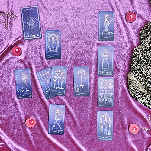 Weloona - Cartas de Tarot de Marsella - Baraja Completa de 78 Cartas - Baraja adivinatoria de Tarot - Tarot clásico y Tradicional - Esoterismo, adivinación y videncia - Idea de Regalo Original
