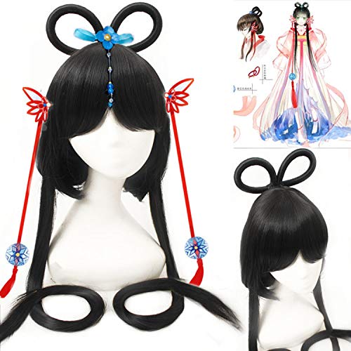 Wig for Carnival Nightlife CluI Party Dress Up Wig Cosplay Wig Vocaloid Luo Tianyi Recalls Red Lotus Cos Original Black Recalls Red Lotus