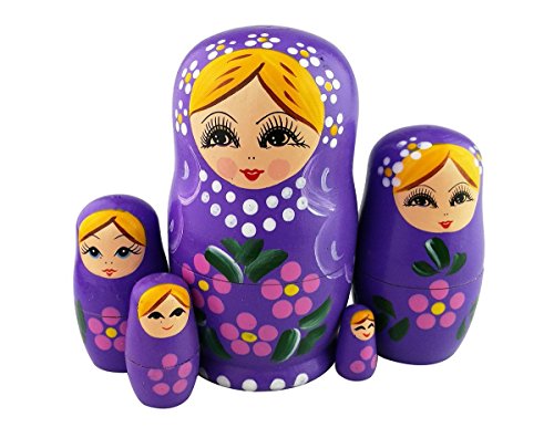 Winterworm - Juego de 5 muñecas de Madera para niña, Color Morado
