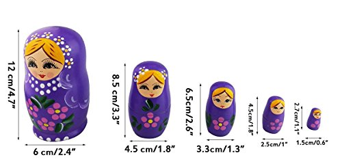 Winterworm - Juego de 5 muñecas de Madera para niña, Color Morado