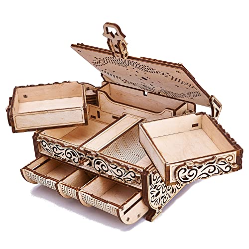 Wood Trick - Caja de Tesoro Decorada con Swarovski - Puzzle 3D Madera - Rompecabezas Adultos - Ensamblaje sin Pegamento