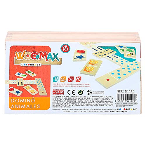 WOOMAX- Dominó Madera 28 Piezas (Colorbaby 42147) , color/modelo surtido
