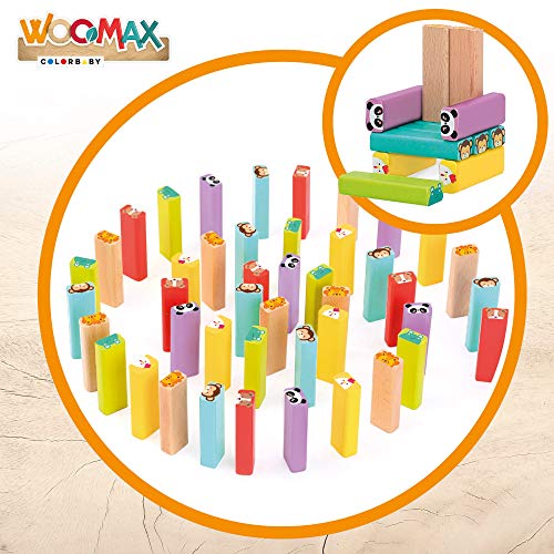 WOOMAX - Torre de bloques de madera con animales y colores WOOMAX (46251)