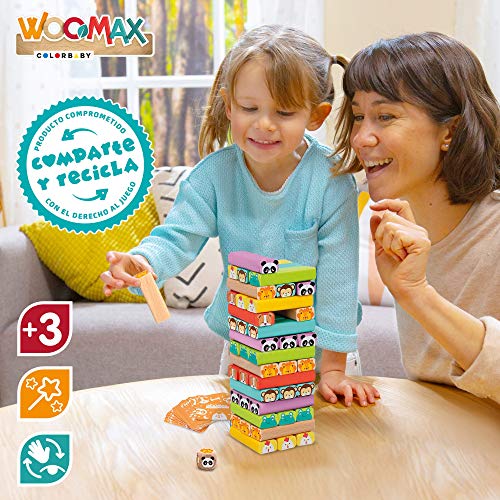 WOOMAX - Torre de bloques de madera con animales y colores WOOMAX (46251)