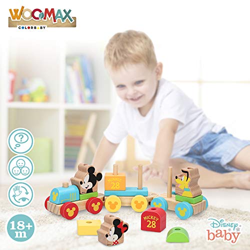 WOOMAX - Tren madera juguete Formas encajables Juguetes niños 2 años Juguetes bebe 18 meses - Juguetes educativos para niños Preescolar Infantil - Tren juguete madera