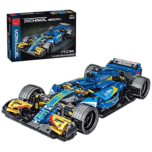 WWEI Bloques de construcción de Fórmula 1 F1, coche de carreras, 1100 piezas, modelo 1:14, compatible con Lego azul