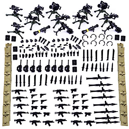 WWEI Juego de armas militares de guerra WW2 para niños, mini soldados, figuras de policía SWAT compatibles con Lego