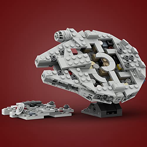 WWEI Modelo de nave espacial, 372 piezas, juguete del Halcón Milenario con soporte, bloques de construcción compatibles con Lego 75193