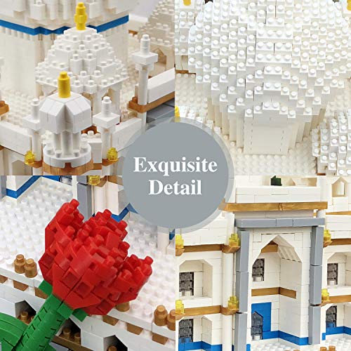WYSWYG Taj Mahal Creator Puzzle 3D, Ladrillos de construcción, 4146 Piezas, , Juguete para Bricolaje, Regalo para niños y Adultos Juego de Modelo Arquitectura (Placa Base y Rosas)