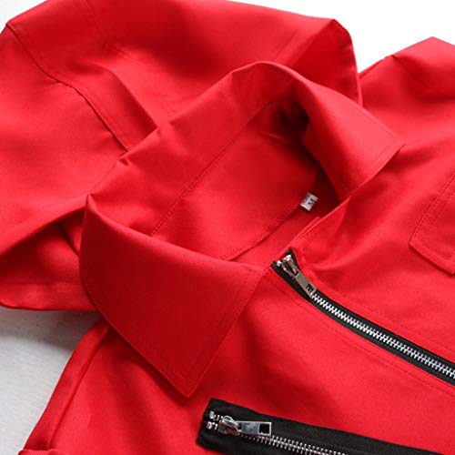 Xinqin 2 Pcs Kit de Disfraz de Rojo, Traje de Cosplay para Carnaval Navidad Halloween Ropa y Máscara (XL)
