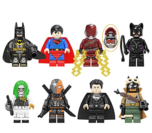 XQJMMD 8 Piezas Minifigura Liga de la Justicia Flash Superman Día del Juicio Final Batman Figuras Serie Minifigura Personalizada Coleccionable