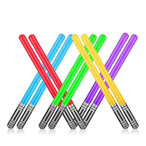Yojoloin 10 UNIDS Inflables Star War Light Saber Sword Stick Globos para Suministros de Fiesta Favores de Fiesta Globos 5 Color (10 PCS)