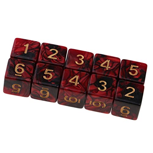Yourandoll Dados poliédricos D6 Dice Dados de juego para DND RPG (10 unidades), color rojo y negro