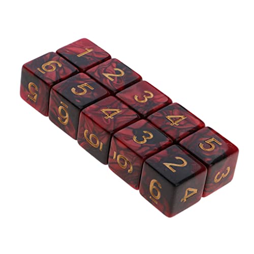 Yourandoll Dados poliédricos D6 Dice Dados de juego para DND RPG (10 unidades), color rojo y negro