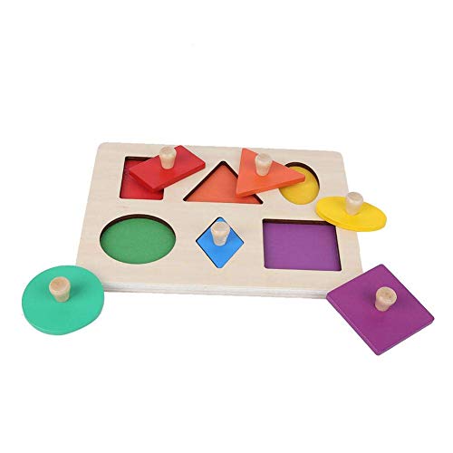 YOUTHINK Forma Geométrica Que Empareja a Los Niños del Bebé Aprendizaje de Madera Juguete Preescolar Educativo Montessori Rompecabezas de Formas Múltiples para Clasificador de Formas(Rompecabezas)