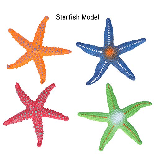 Zerodis Modelo de Estrella de mar de Juguete 4 Piezas simulación de Animales Marinos Modelo Educativo niños Juguete de Goma Figuras de Criaturas Marinas para decoración Acuario pecera(4 Piezas)