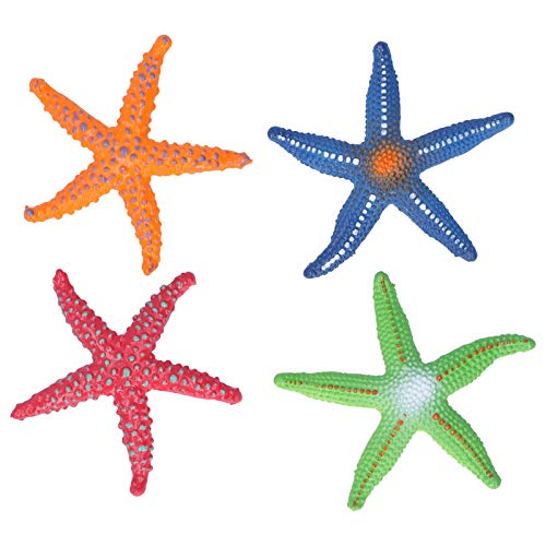 Zerodis Modelo de Estrella de mar de Juguete 4 Piezas simulación de Animales Marinos Modelo Educativo niños Juguete de Goma Figuras de Criaturas Marinas para decoración Acuario pecera(4 Piezas)