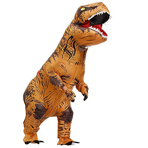 Zi Xi & Zi Qi T-Rex Inflatable Dinosaur Mascot Party Costume Fancy Dress Cosplay Outfit Adult (Classic Brown)