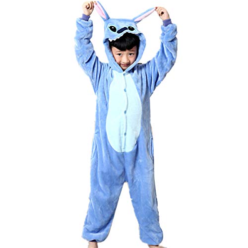zpllsbratos Niños Pijamas Animales Ropa de Dormir Cosplay Disfraz para Carnaval Halloween Navidad(Stitch,Etiqueta 115 para Altura 125cm-135cm)