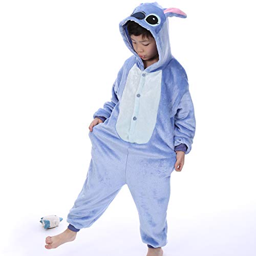 zpllsbratos Niños Pijamas Animales Ropa de Dormir Cosplay Disfraz para Carnaval Halloween Navidad(Stitch,Etiqueta 115 para Altura 125cm-135cm)