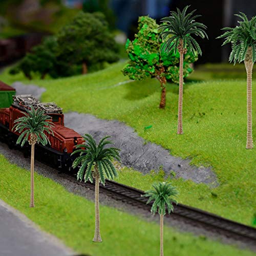 10 pcs Modelo de árboles, Palmeras De Coco Modelo, Modelo de Árbol Palmera Paisaje de Tren Plástico Verde, para Modelo Tren Ferrocarril Arquitectura Diorama Bricolaje de Paisaje (13 cm)