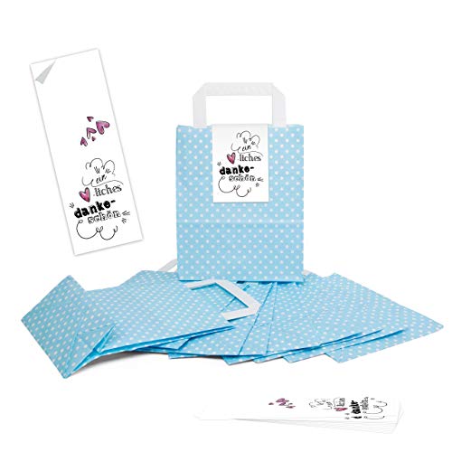 10 petites clair blanc bleu gepunktete Papier Pochettes Cadeau avec anse 18 x 8 x 22 cm sacs de Give Away Petit cadeau emballage de cadeau Sacs cadeaux Oste rtüten