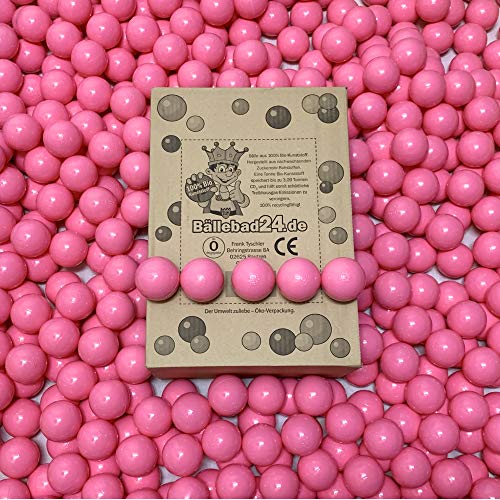100 bolas de plástico ecológico para piscina de bolas de caña de azúcar renovable, materias primas, 6 cm de diámetro, para guarderías y comerciales, color rosa