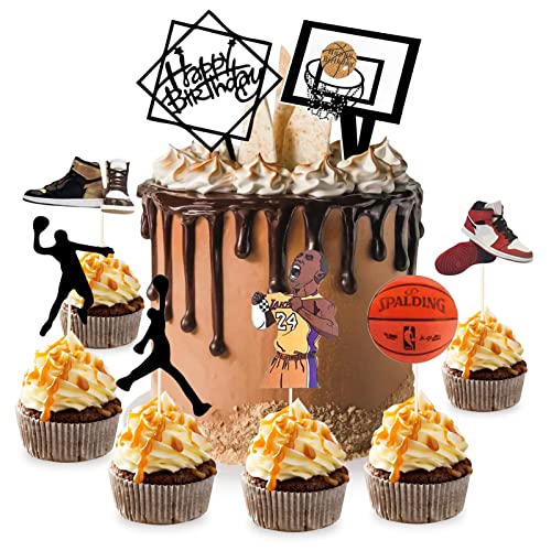 17*Happy Birthday Cake Topper DecoracióN Para Tartas De CumpleañOs DecoracióN De Cartas De Baloncesto Para Una Variedad De Pasteles De CumpleañOs Happy Birthday Cake Topper AcríLico Cupcake Topper