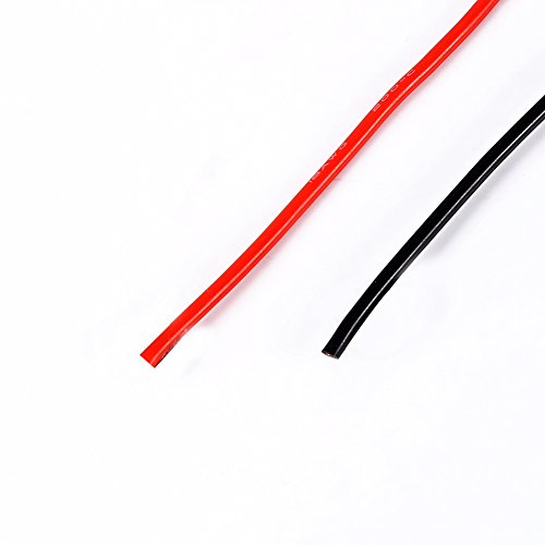 18AWG 5m Cable de silicona flexible flexible Cobre estañado electrónico Cable calibre 18 para RC Modelos de juguete (2.5 metros Rojo + 2.5 metros Negro)