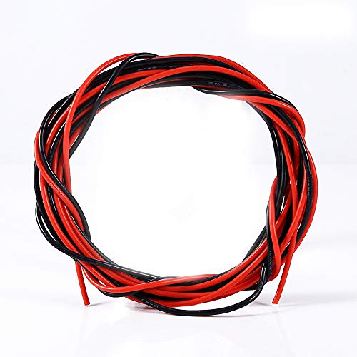 18AWG 5m Cable de silicona flexible flexible Cobre estañado electrónico Cable calibre 18 para RC Modelos de juguete (2.5 metros Rojo + 2.5 metros Negro)