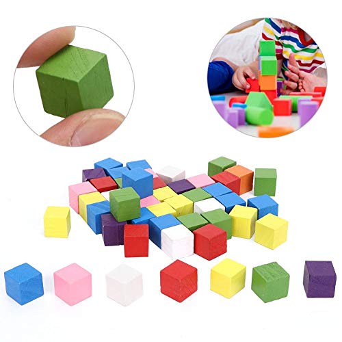 2 juegos de cubos de madera, bloques de madera cuadrados de colores, adornos, cuadrados de madera para manualidades DIY, artesanía en madera hecha a mano, juguete para niños(50Pcs Colored Block 15mm)