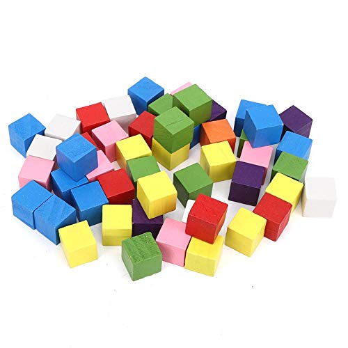 2 juegos de cubos de madera, bloques de madera cuadrados de colores, adornos, cuadrados de madera para manualidades DIY, artesanía en madera hecha a mano, juguete para niños(50Pcs Colored Block 15mm)