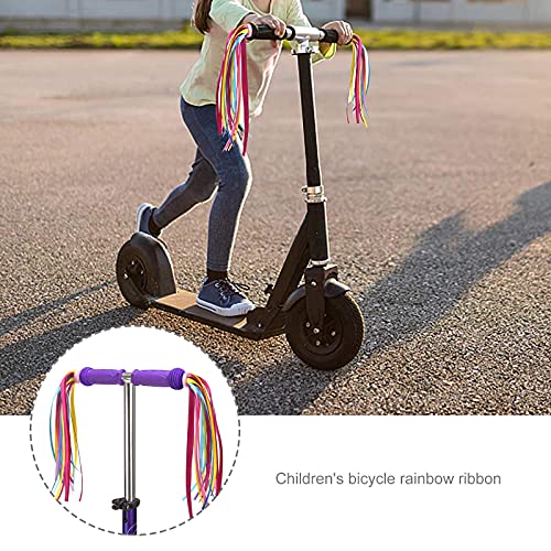 2 pares de serpentinas de bicicleta púrpura amarillo nylon poliéster para niños niñas niños scooters bicicletas triciclos manillar puños