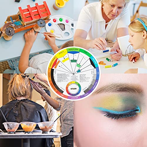 2 piezas, rueda de colores, rueda de mezcla de colores, rueda de colores, plato giratorio de círculos de colores español, rueda de colores de bolsillo, para pintura, diseño y maquillaje (español)