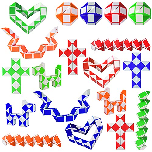 20 Pack de 24 Bloques Snake Cube Mini Speed Cubes Snake Twist Puzzle para Llenadores de Bolsos para Fiestas Favores de Fiesta(Color Aleatorio)