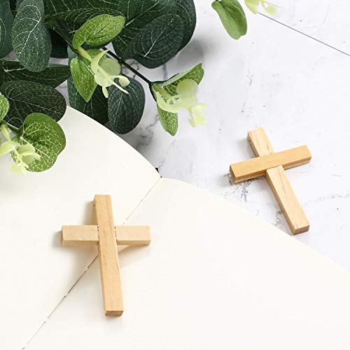 24 Piezas Cruz de Madera Natural Colgantes Cruz de Madera Cuentas de Mini Cruzadas para DIY Artesanía Joyería Fabricación (Color 1)