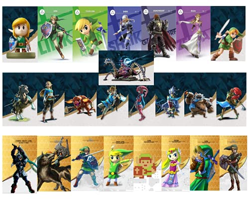 25 Mini tarjetas NFC Zelda Bread of The Wild Wolf Link Switch Lite Wii U y Nuevo Sistema 3DS Funciona como Amiibo con caja de almacenamiento